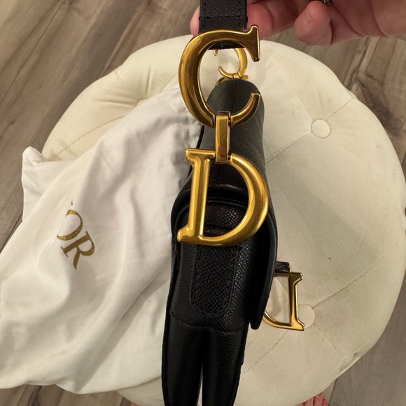 Dior Black Saddle Bag with Gold Details - Picture 5 of 8